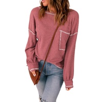 Azura Exchange Stylish Contrast Stitching Waffle Knit Pullover - S thumbnail
