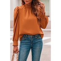 Azura Exchange Long Sleeve Mock Neck Chiffon Blouse - XL thumbnail