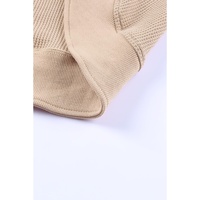 Azura Exchange Ribbed Trim Waffle Knit Top - S thumbnail