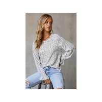 Azura Exchange Floral Printed Crinkled Ruffled Bubble Sleeve Blouse - XL thumbnail
