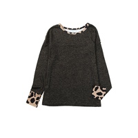 Azura Exchange Leopard Contrast Trim Knit Top - L thumbnail