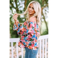 Azura Exchange Floral Print Off Shoulder Blouse - L thumbnail