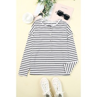 Azura Exchange Striped Print Ruffled Buttoned Top - 2XL thumbnail