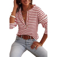 Azura Exchange Ruffled Striped Long Sleeve Top - M thumbnail
