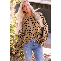 Azura Exchange V Neck Ruffled Cuffs Loose Blouse - S thumbnail