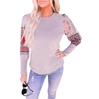 Azura Exchange Tribal Pattern Patchwork Waffle Knit Top - L thumbnail