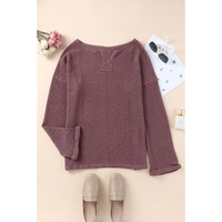 Azura Exchange Loose Waffle Knit Long Sleeve Top - XL thumbnail
