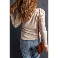 Azura Exchange Lace Crochet V Neck Long Sleeve Top - S thumbnail