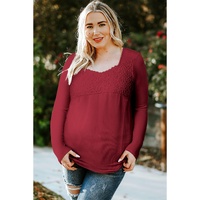 Azura Exchange Lace Crochet V Neck Long Sleeve Top - M thumbnail