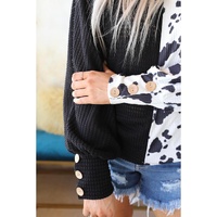 Azura Exchange Patchwork Waffle Knit Long Sleeve Top - M thumbnail