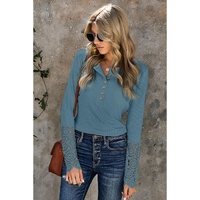 Azura Exchange Lace Hem Sleeve Button Top - XL thumbnail