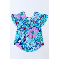 Azura Exchange Print Flutter Sleeve Blouse - M thumbnail