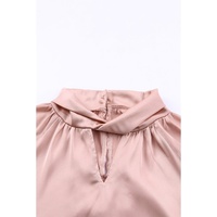 Azura Exchange High Neck Puff Sleeve Satin Blouse - S thumbnail