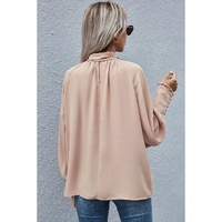 Azura Exchange Khaki Frilled Knotted Blouse with Bishop Sleeves - S thumbnail