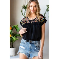 Azura Exchange Embroidered Short Sleeve Blouse - M thumbnail