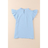 Azura Exchange Frilled Neck Textured Blouse - S thumbnail