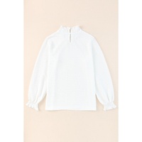 Azura Exchange Frilled Textured Bishop Sleeve Blouse - L thumbnail