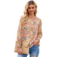 Azura Exchange Floral Print Puff Sleeve Blouse - L thumbnail