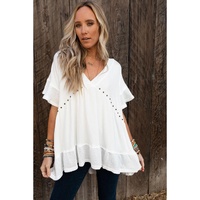 Azura Exchange Knit V Neck Studded Blouse - L thumbnail
