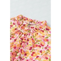 Azura Exchange Floral Ruffle Mock Neck Blouse - S thumbnail
