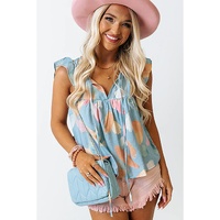 Azura Exchange Ruffled Cap Sleeve Shift Top - L thumbnail