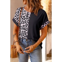 Azura Exchange Leopard Patchwork Short Sleeves Top - L thumbnail