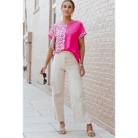 Azura Exchange Leopard Patchwork Short Sleeves Top - M thumbnail