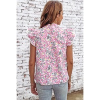 Azura Exchange High Neck Flutter Sleeves Top - L thumbnail
