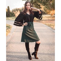 Black Flare Sleeve V Neck Loose Blouse - S thumbnail