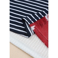 Azura Exchange Stripes Stars Print Knit Short Sleeves Top - L thumbnail