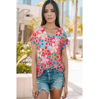 Azura Exchange Abstract Print V Neck Dolman Blouse - L thumbnail