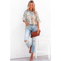 Azura Exchange Paisley Print Wide Sleeves Loose Blouse - S thumbnail