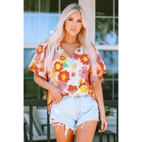 Azura Exchange Abstract Print V Neck Half Sleeve Blouse - XL thumbnail