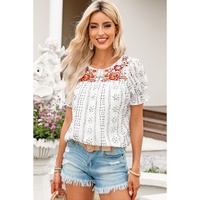 Azura Exchange Embroidered Ethnic Printed Crinkle Blouse - XL thumbnail