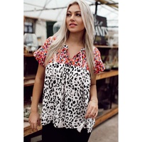 Azura Exchange Print Tassel Tie Blouse - S thumbnail