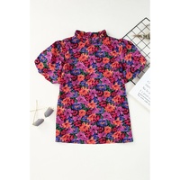 Azura Exchange Floral Print Puff Sleeve Blouse - L thumbnail