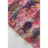 Azura Exchange Floral Print Shirred Sleeve Tunic Blouse - M thumbnail