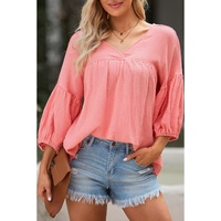 Azura Exchange V Neck Bracelet Sleeve Babydoll Blouse - L thumbnail