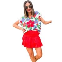 Azura Exchange V Neck Flower Print Blouse - M thumbnail