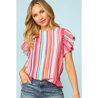 Azura Exchange Abstract Print Ruffle Sleeve Blouse - M thumbnail