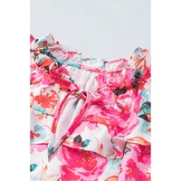Azura Exchange Ruffle Flutter Sleeve Floral Print Blouse - M thumbnail