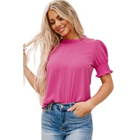 Azura Exchange Smocked Puff Sleeve Blouse - L thumbnail