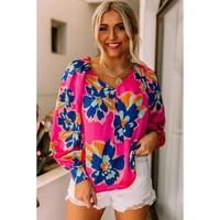 Azura Exchange Puff Sleeve Blouse with Flower Print - XL thumbnail