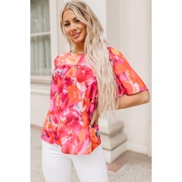 Azura Exchange Wide Sleeve Floral Print Blouse - L thumbnail