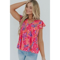 Azura Exchange Leopard Print Flutter Sleeve Blouse - L thumbnail