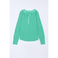 Azura Exchange Waffle Knit Henley Top - L thumbnail
