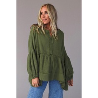 Azura Exchange Loose Sleeve Raw Edge Top - L thumbnail