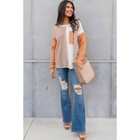 Azura Exchange Textured Knit Top with Colorblock Chest Pocket - L thumbnail