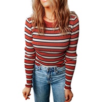 Azura Exchange Striped Ribbed Knit Slim Fit Top - XL thumbnail