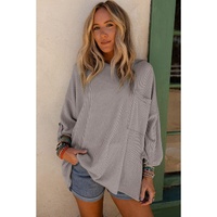 Azura Exchange Oversized Ribbed Knit Roll-tab Sleeve Top - M thumbnail